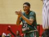 Lawrence North Wildcats Kevin Easley (34) celebrates after connecting on a three-point shot against the North Central Panthers during their IHSAA 4A sectional final basketball game at North Central High School on Saturday, March 4, 2017.