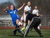 St. Georges keeper Morgan Mitchell takes the ball off of the foot of Middletown's Rachel Finelli (left) in the second half of Middletown's 4-0 win over St. Georges at St. Georges Technical High School in Middletown on Wednesday afternoon.
