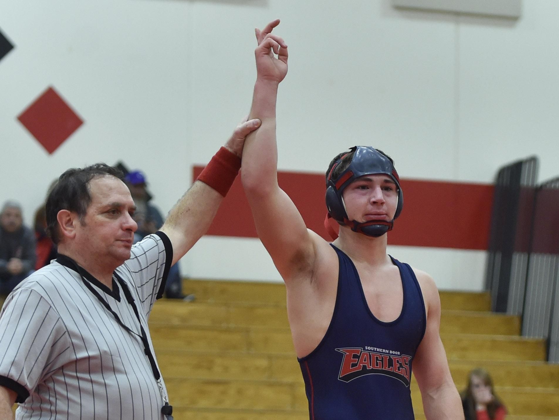 Southern Door’s Michael Bertrand won seven tournament titles, placed third at state and finished his senior season with a record of 45-4 en route to being named Packerland Conference Wrestler of the Year.