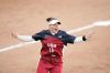 8/23/2004 -- ATHENS, Greece -- Softball GOLD Medal game USA vs Australia Lisa Fernandez of Long Beach, CA reacts to the final out and victory over Australia in the final on Monday in the Olympic Softball Stadium. Photo by Robert Hanashiro, USA TODAY Athens 2004 Olympic Games (Via MerlinFTP Drop)