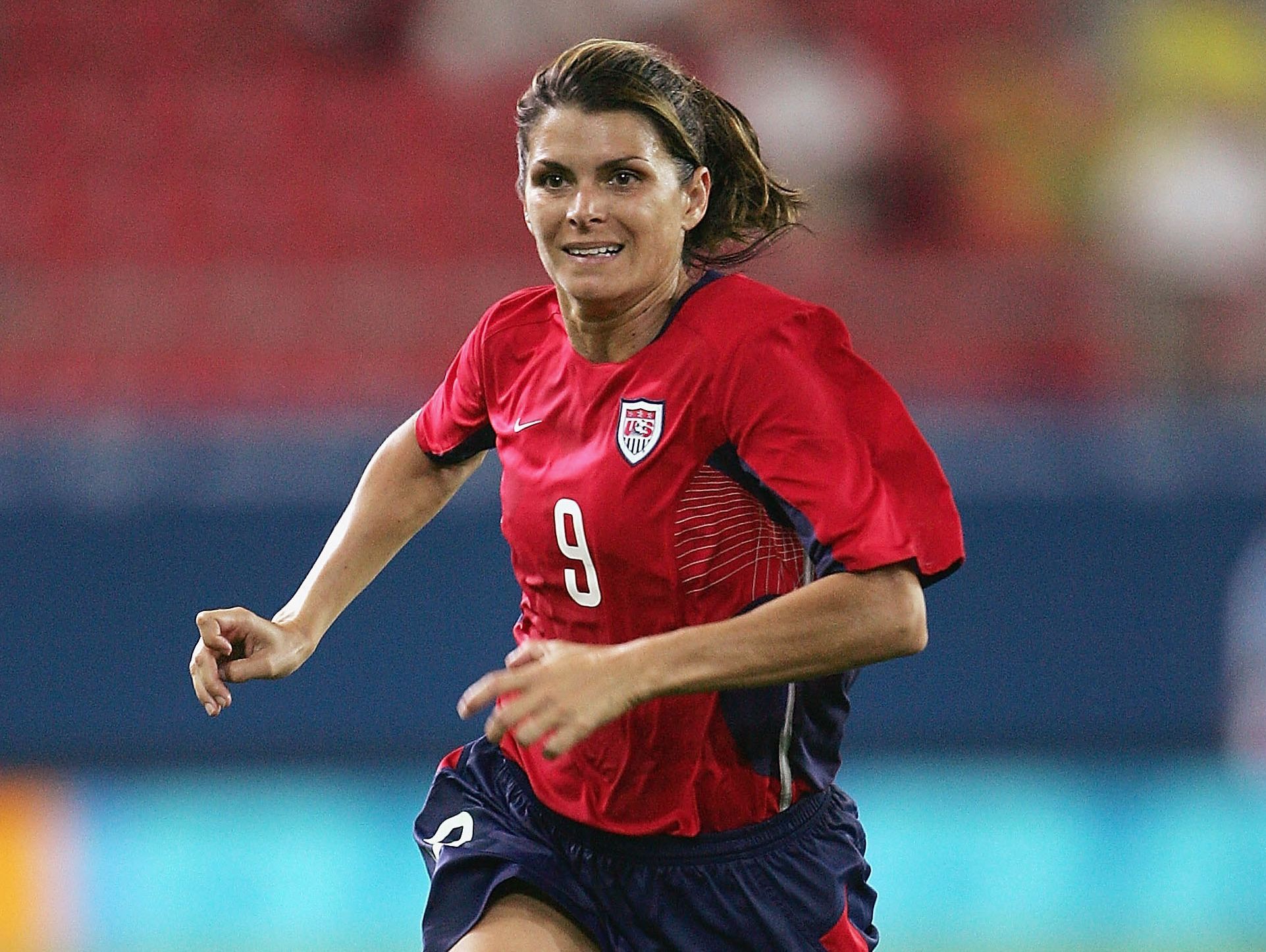 U.S. Women's National Team member Mia Hamm plays during the Olympic gold medal match on Aug. 26, 2004, in Athens, Greece. The international soccer star will be the guest speaker at this summer's Courier-Journal Sports Awards.