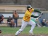 Floyd Central's Trevor Clark (right) lays down a bunt against South Dearborn during the first game of a doubleheader on Saturday at Floyd Central High School. South Dearborn won 2-1. (Photo by David Lee Hartlage, Special to The Courier-Journal) April 1, 2017