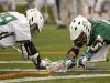 Archmere's Zane Fracek (left) squares off with Tower Hill's Ben Katz in the second half of Archmere's 12-7 win Saturday.